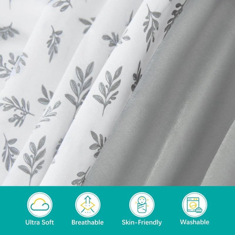Biloban Mini Crib Sheets 4 Pack for Baby Boys & Girls, Neutral Mini Crib Sheet Fitted 38'' x 24'' for Standard Mini Mattress, Ultra Soft Material Baby Sheet, Grey Leaf - Image 4