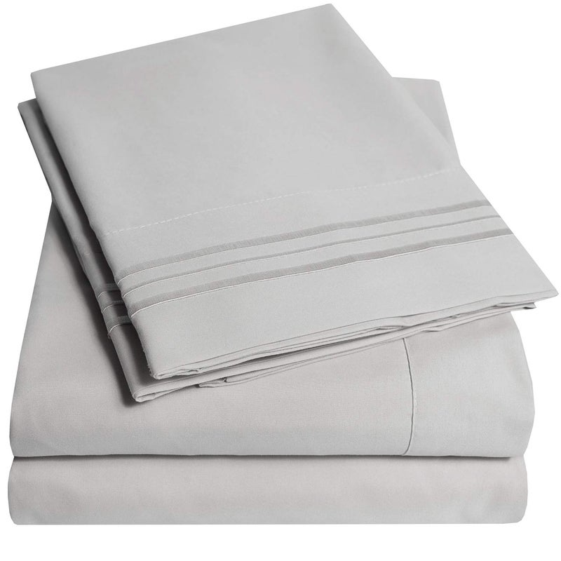 Sweet Home Collection 1500 Supreme Collection Extra Soft RV Short Queen Sheets Set Silver  Luxury Bed Sheets Set with Deep Pocket Wrinkle Free Hypoallergenic Bedding Over 40 Colors RV Short Queen Size Silver 