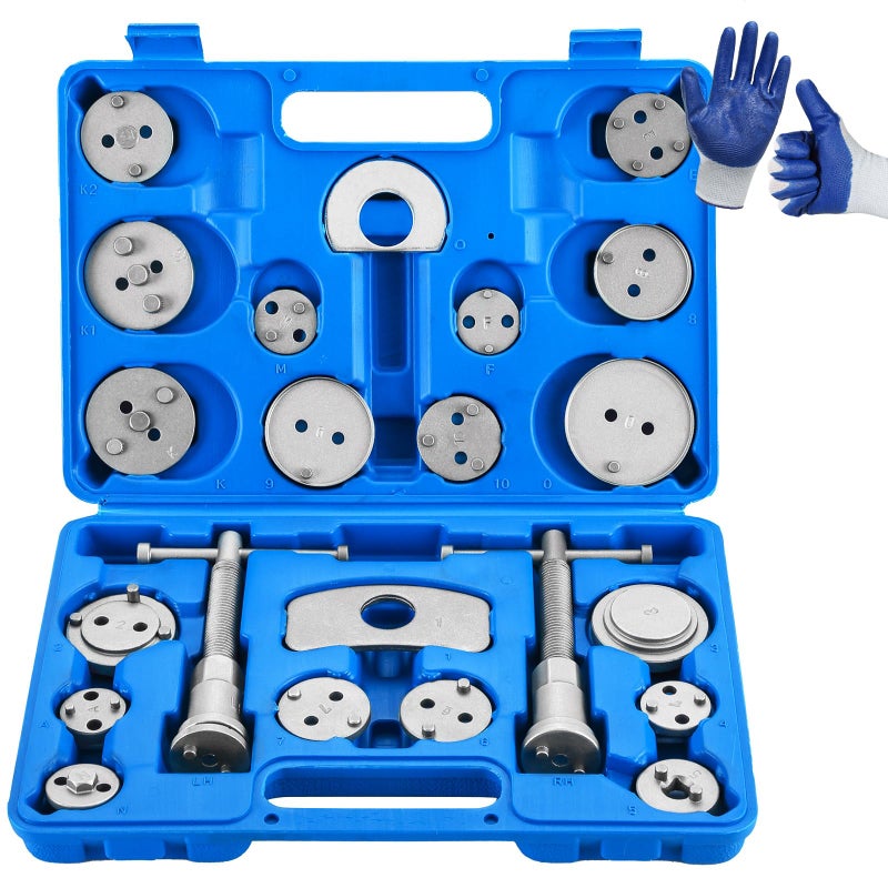 DASBET 24pcs Heavy Duty Disc Brake Caliper Tool Set Disc Brake Caliper Compressor Wind Back Tool Brake Spreading Tools Blue 24pcs