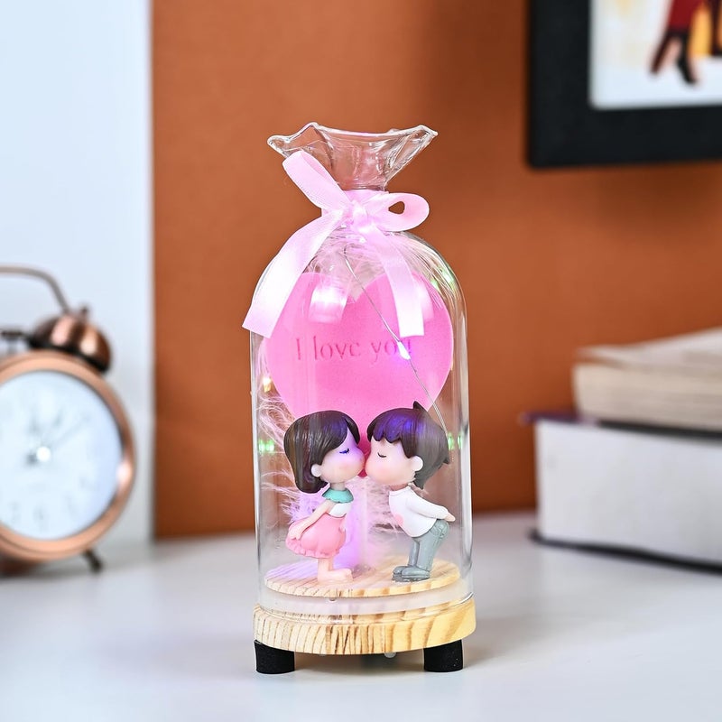 ZAICUS Elegant Love Couple LED Glass Dome Light – Gift for Anniversaries, Weddings, and Birthdays | Beautifully Designed for Display on Living Room Console or Bedroom Nightstand - Image 1