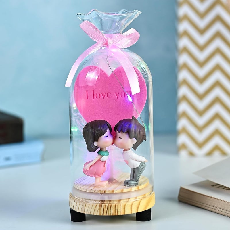 ZAICUS Elegant Love Couple LED Glass Dome Light – Gift for Anniversaries, Weddings, and Birthdays | Beautifully Designed for Display on Living Room Console or Bedroom Nightstand - Image 2