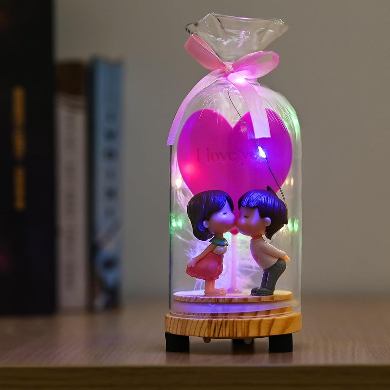 ZAICUS Elegant Love Couple LED Glass Dome Light – Gift for Anniversaries, Weddings, and Birthdays | Beautifully Designed for Display on Living Room Console or Bedroom Nightstand - Image 5