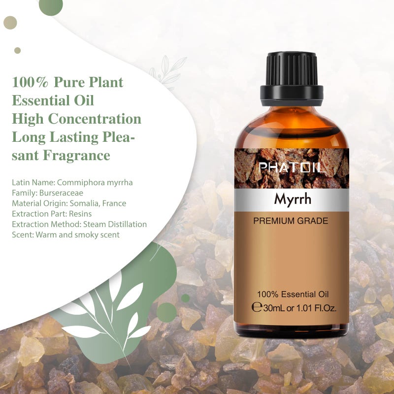 PHATOIL Myrrh 3.38fl.oz Essential Oil, PHATOIL Pure Aromatherapy Oils for Diffuser, Humidifier, Perfect for DIY Soap, Candle, Bath Bombs Making(100ml) - Image 2