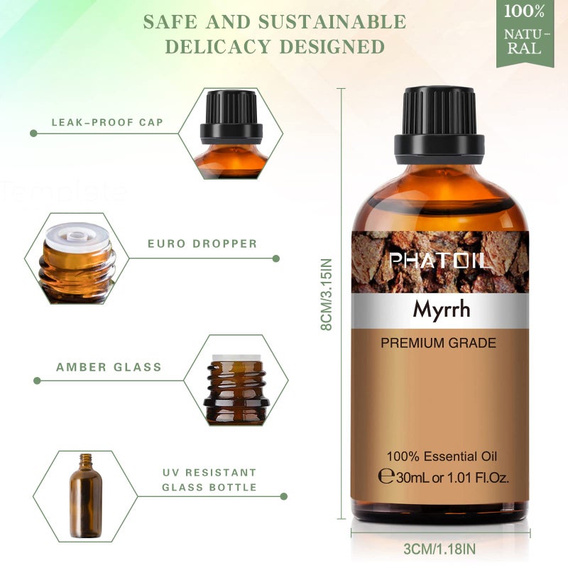 PHATOIL Myrrh 3.38fl.oz Essential Oil, PHATOIL Pure Aromatherapy Oils for Diffuser, Humidifier, Perfect for DIY Soap, Candle, Bath Bombs Making(100ml) - Image 5