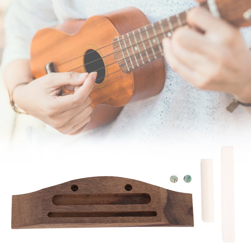 Ukulele Bridge Kit: 7.6*0.6*1.5cm Shell Bone Wood Set - Easy To Install Saddle Nut Replacement Parts for 4 String Ukulele Upgrade - Image 5
