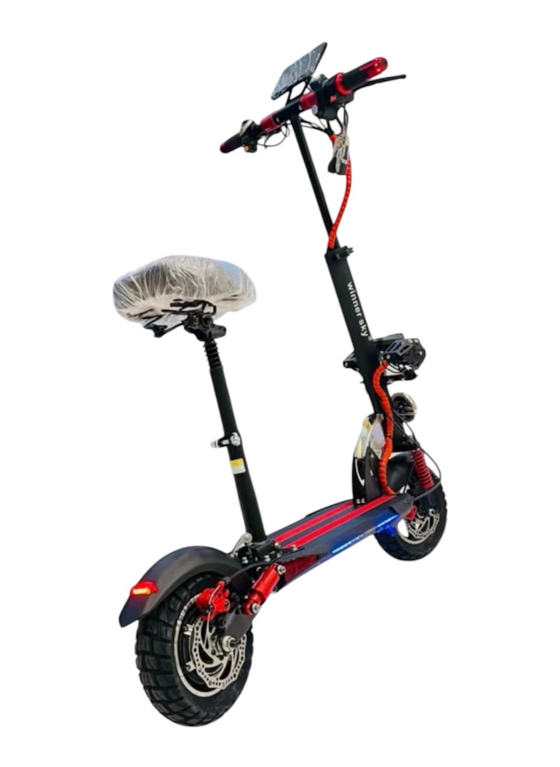 Winner Sky Sky E10 48 Pro Scooter 2024 1200-Watt Motor With Huge Led Meter Has Multiple Colors Lights Speed Up To 60Km/H 48 V 13Ah Battery Adjustable And Foldable Red Color  - Image 2