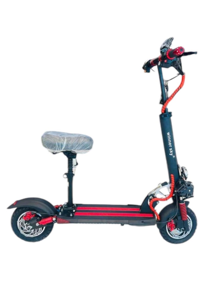 Winner Sky Sky E10 48 Pro Scooter 2024 1200-Watt Motor With Huge Led Meter Has Multiple Colors Lights Speed Up To 60Km/H 48 V 13Ah Battery Adjustable And Foldable Red Color  - Image 4