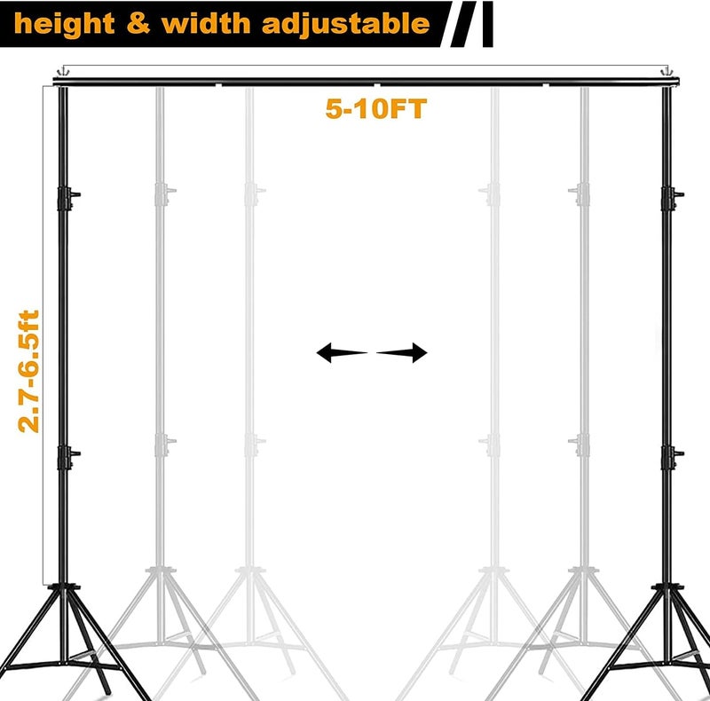 PADOM Backdrop Stand 6.5x10ft/2x3m with Spring Clamp, Photo Video Party Background Stand Support System for Wedding, Photography, Advertising Display, Parties, with Carring Bag - Image 2