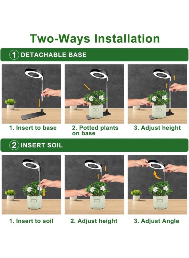 موثوقية التنبؤ مصباح نمو النباتات كامل الطيف مع قاعدة بارتفاع قابل للتعديل مع مؤقت تشغيل/ايقاف تلقائي 3/9/12 ساعة 10 درجات سطوع قابلة للتعتيم مثالي للنباتات الصغيرة. - Image 2