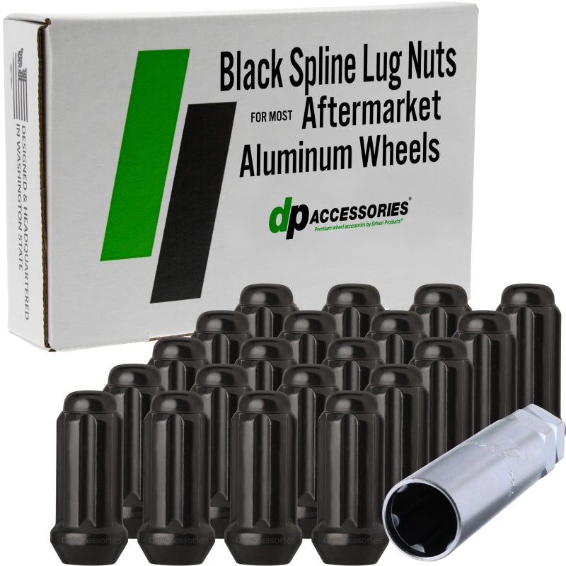 DPAccessories Black 1220 Lug Nuts for Aftermarket Wheels Closed End Duplex XL Spline Tuner 51mm 2 Tall Set of 20 D5142P230520