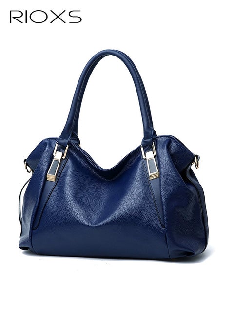 Large Womens Crossbody Bag, Soft PU Leather Top Handle Shoulder Bags for Ladies, Trendy Waterproof Zip Crossbody Purse with Adjustable Shoulder Strap for Travel Party Dating Shopping, Blue