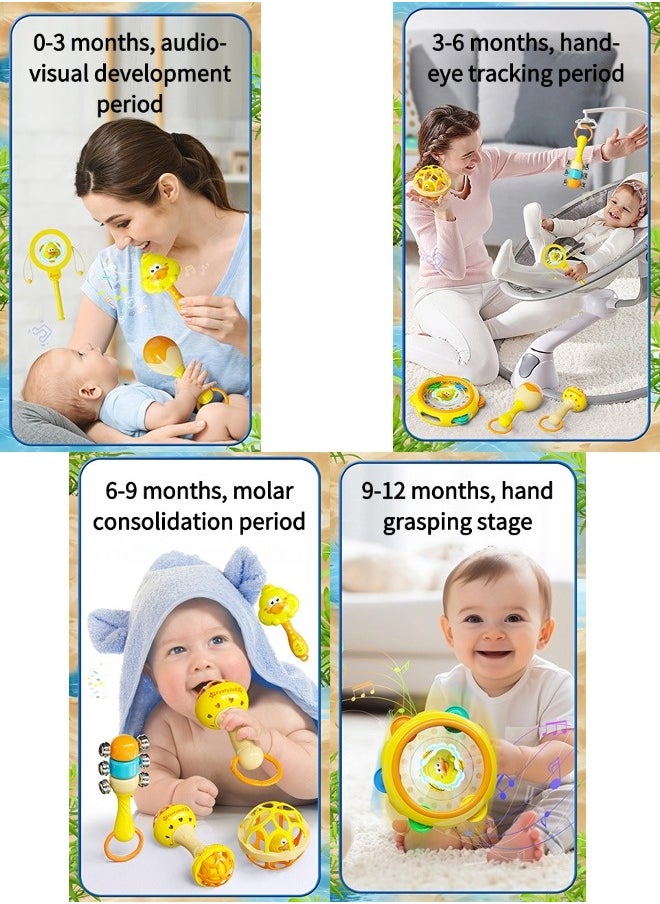 Vixplorn Little yellow duck rattle baby toy, 0-1 year old baby can chew toys, with teether toys, sand hammer rattle, suitable for Ramadan, baby's full birthday party, birthday party, Easter and other festivals to give to babies as gifts  - Image 5
