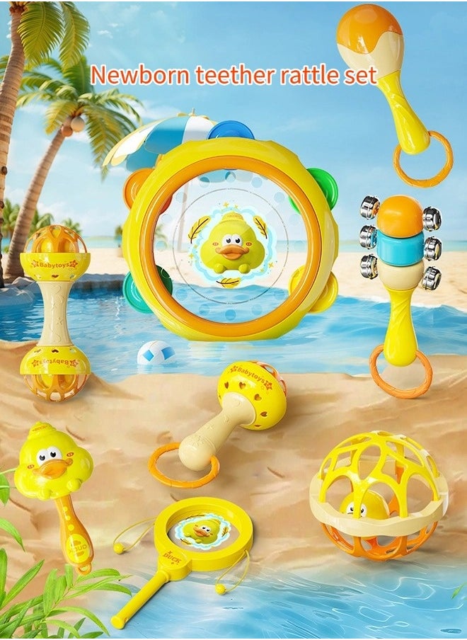 Vixplorn Little yellow duck rattle baby toy, 0-1 year old baby can chew toys, with teether toys, sand hammer rattle, suitable for Ramadan, baby's full birthday party, birthday party, Easter and other festivals to give to babies as gifts  - Image 3