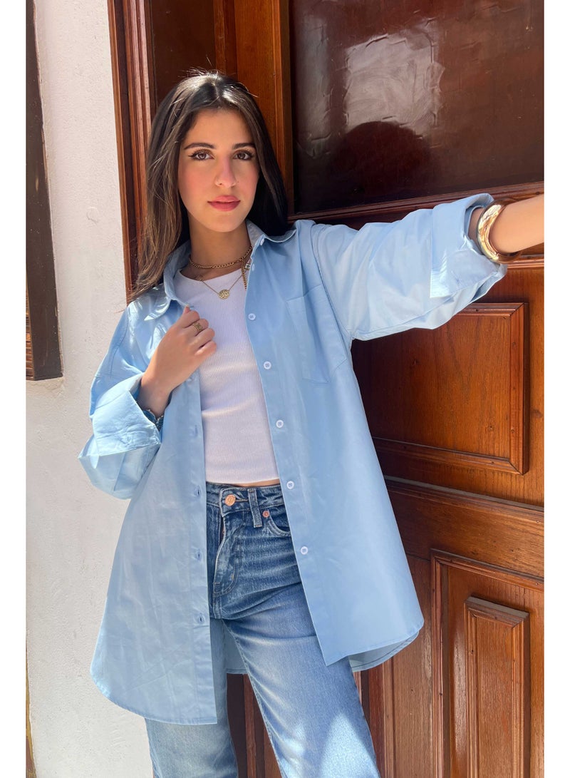 CIZARO Oversized Button-Down Shirt – Crisp White  - Image 1