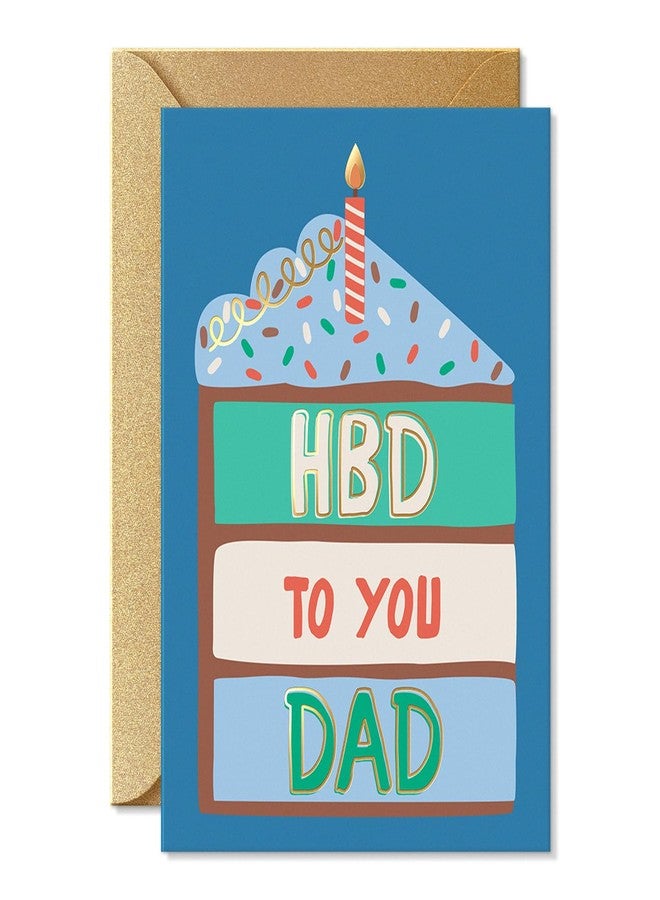 Sweetzer & Orange Birthday Card for Dad – 5x7 Happy Birthday Cake Design with Gold Foil, Kraft Envelope & Gold Seal - Image 1