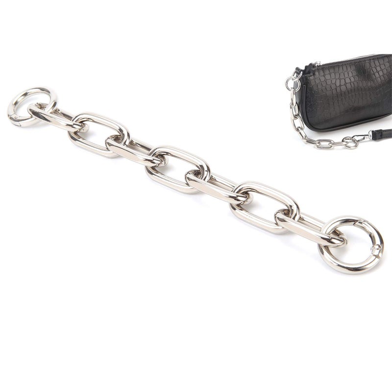 Fashion Large Metal CrossBody Purse Strap ExtenderHandbag Shoulder Strap ExtenderBag Chain Accessory Charms Silver
