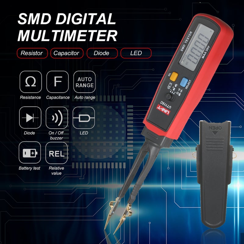 مقياس معلمات المقاوم والمكثف والديود (RCD) المختبر SMD ومقياس متعدد رقمي SMD LCD نطاق ذاتي - Image 2