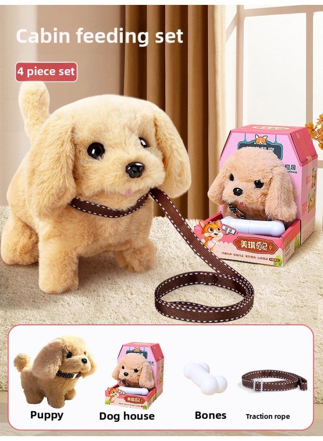 Children's Electric Simulation Small White Rabbit Will Call Girls Pet Doll Backpack Dog Gift Puzzle Plush Toy-Color:Golden Retriever 【Cute Single Room Cabin】 Foundation-Specifications:【Rechargeable Battery Set】 Long-lasting Cycle Convenient - Image 1