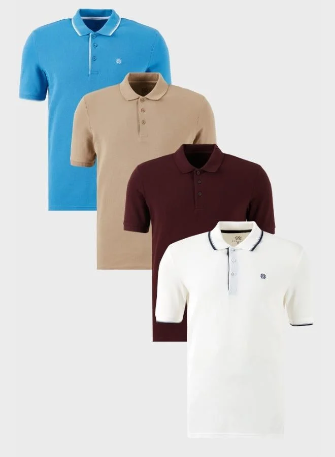 بوراتي تيشيرت رجالي بولو قطن من بوراتي ٤ قطع