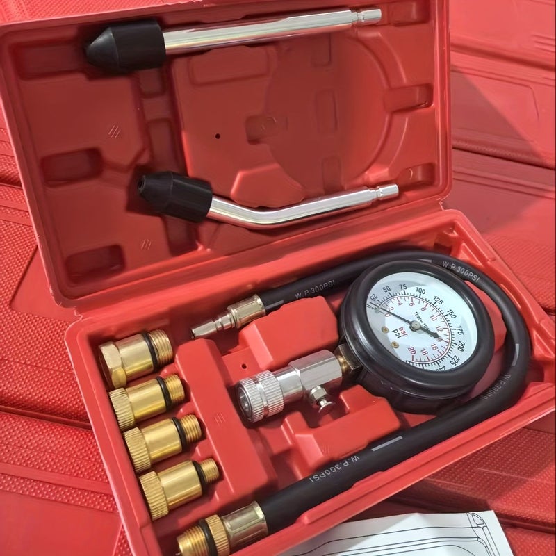 8PC Blue Universal Cylinder Compression Tester 0 300 PSI For Gasoline Diesel Engines - Image 5