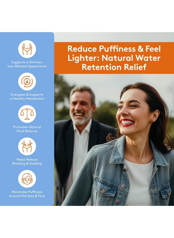 Youth & Tonic Natural Water Weight Away - Herbal Diuretic Pills for Bloating, Water Retention & Swelling Support for Women & Men - 60 Caps with Dandelion, Potassium, Green Tea & Apple Cider Vinegar