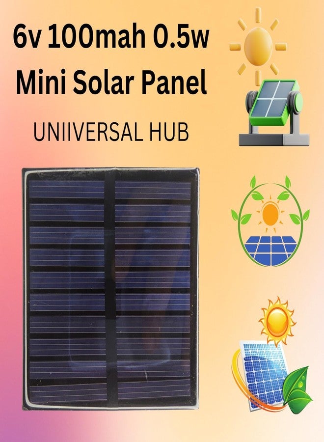 UNIVERSAL HUB ألواح شمسية صغيرة متعددة البلورات من يونيفرسال هب، مثالية للمشاريع اليدوية، 70 مم × 70 مم، 6 فولت، 100 مللي أمبير، 0.5 واط، شكل مربع - Image 2