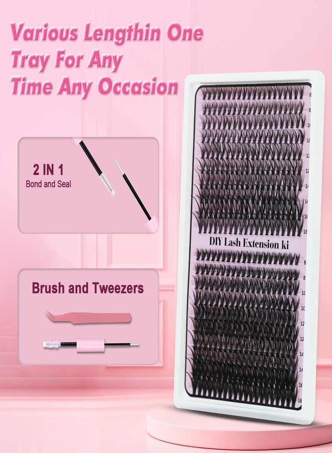 GOSECT Lash Extension Kit DIY 400pcs Lash Clusters Eyelash Extension Kit,Individual Lashes Kit with Lash Bond and Seal, Lash Tweezers for Self Use (30D&40D, 400pcs, 8-16mm, Kit) - Image 4