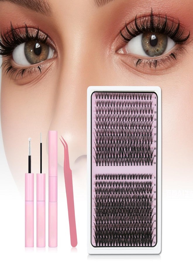 GOSECT Lash Extension Kit DIY 400pcs Lash Clusters Eyelash Extension Kit,Individual Lashes Kit with Lash Bond and Seal, Lash Tweezers for Self Use (30D&40D, 400pcs, 8-16mm, Kit) - Image 1