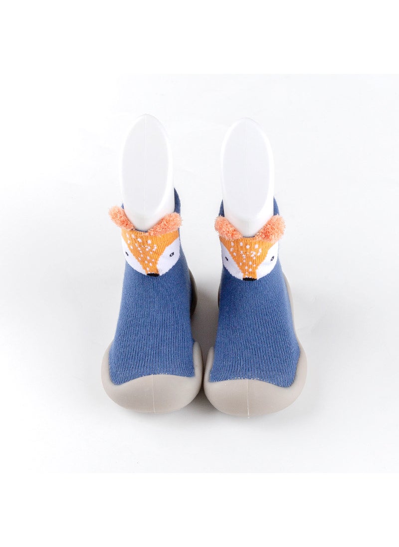 Generic - Adorable Yellow High-Top Winter Baby Shoes For 0-3 Years Old Childrens First Steps Cartoon Design Anti-Slip Middle Boot Shoes Blue Fox in tube - Image 1