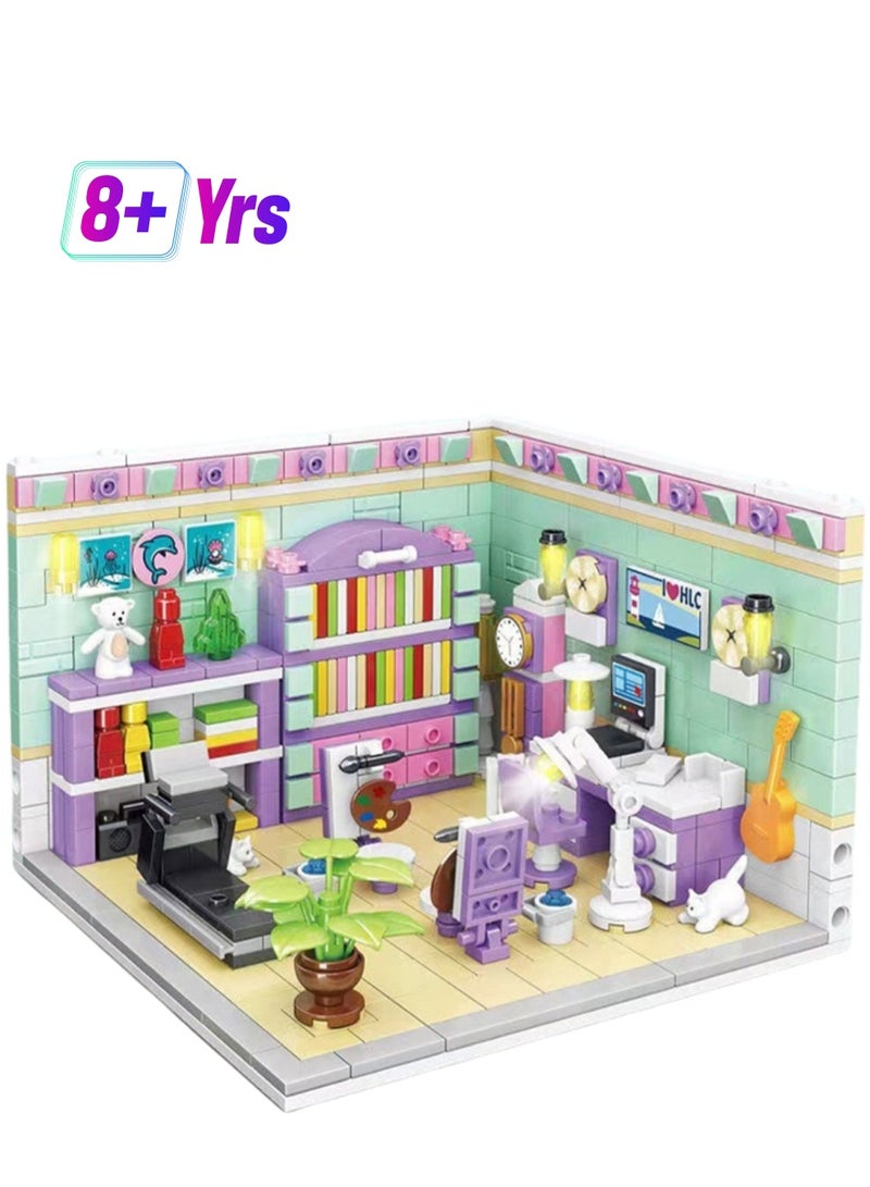 Mini Study, Small House Street View Set Building Block Toys, Educational Assembly Model Gifts For Children - Image 1