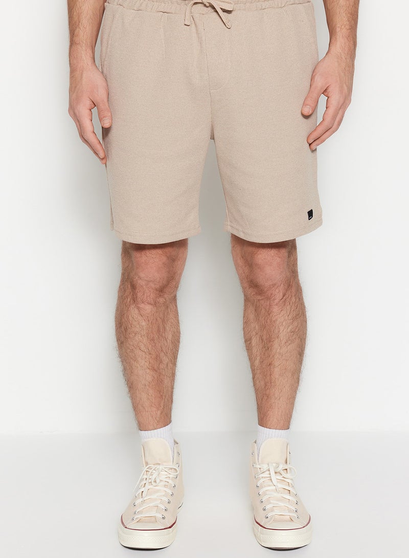 trendyol Camel Regular/Normal Cut Textured Fabric Label Polo Neck Tracksuit Set Tmnss23Em00003 - Image 3