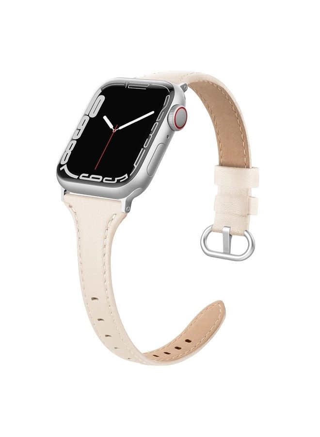 SWEES Leather Band Compatible for Apple Watch 38mm 40mm 41mm, Slim Thin Dressy Elegant Genuine Leather Strap Compatible for iWatch Series 8, 7, 6, 5, 4, 3, 2, 1, SE, Sport & Edition Women Ink - Image 1