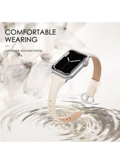 SWEES Leather Band Compatible for Apple Watch 38mm 40mm 41mm, Slim Thin Dressy Elegant Genuine Leather Strap Compatible for iWatch Series 8, 7, 6, 5, 4, 3, 2, 1, SE, Sport & Edition Women Ink  - Image 5