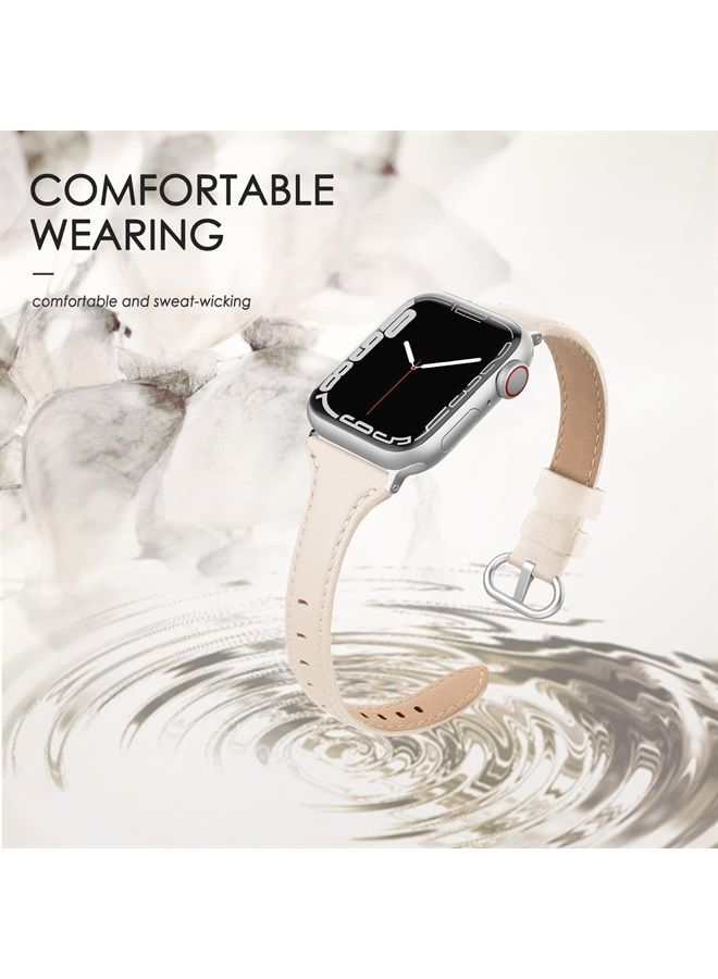 SWEES Leather Band Compatible for Apple Watch 38mm 40mm 41mm, Slim Thin Dressy Elegant Genuine Leather Strap Compatible for iWatch Series 8, 7, 6, 5, 4, 3, 2, 1, SE, Sport & Edition Women Ink - Image 5