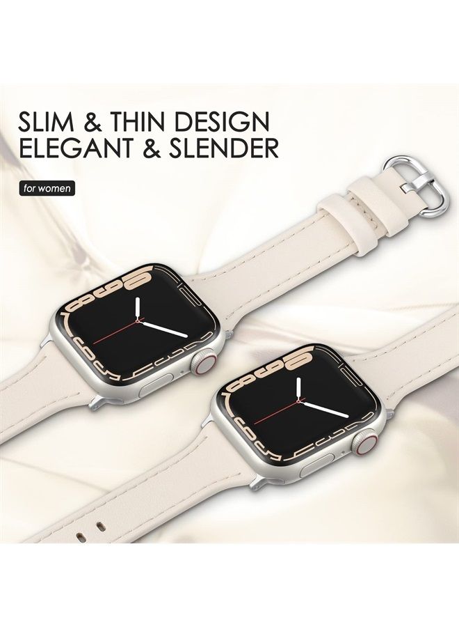 SWEES Leather Band Compatible for Apple Watch 38mm 40mm 41mm, Slim Thin Dressy Elegant Genuine Leather Strap Compatible for iWatch Series 8, 7, 6, 5, 4, 3, 2, 1, SE, Sport & Edition Women Ink - Image 4