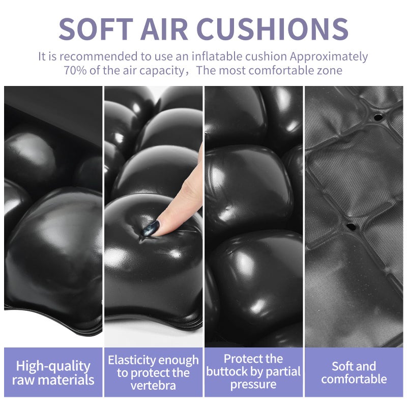Makrozoia Cushions for Pressure Sores on Buttocks - 17 x 17 Inches Wheelchair Cushion for Pressure Relief - Inflatable Air Seat Cushion for Long Sitting, Office Chair, Car Seat, Travel - Image 3