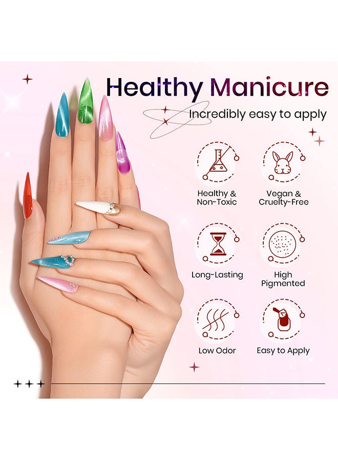 brunson Gel Polish 15ml Neon Crystal 9D Cat Eye Gel Nail Polish Sparkly Diamond Gel Effect Magnetic French Manicure Pedicure Soak Off UV LED Gel Polish Salon Quality Chip Resistant Nail Extensions Nail Art - Image 4