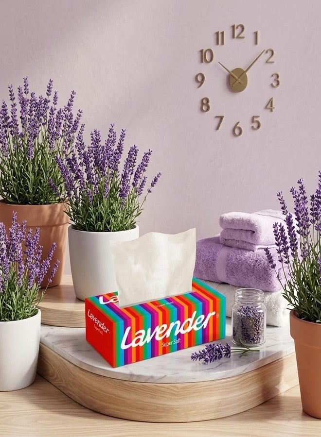 LAVENDER Facial Tissue Soft Pack 4 x 100 Pulls Each | 2‑Ply Virgin Fiber - Image 1