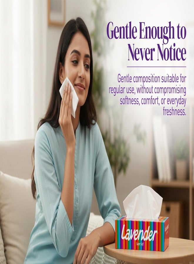 LAVENDER Facial Tissue Soft Pack 4 x 100 Pulls Each | 2‑Ply Virgin Fiber - Image 5