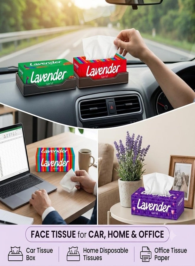 LAVENDER Facial Tissue Soft Pack 4 x 100 Pulls Each | 2‑Ply Virgin Fiber - Image 4