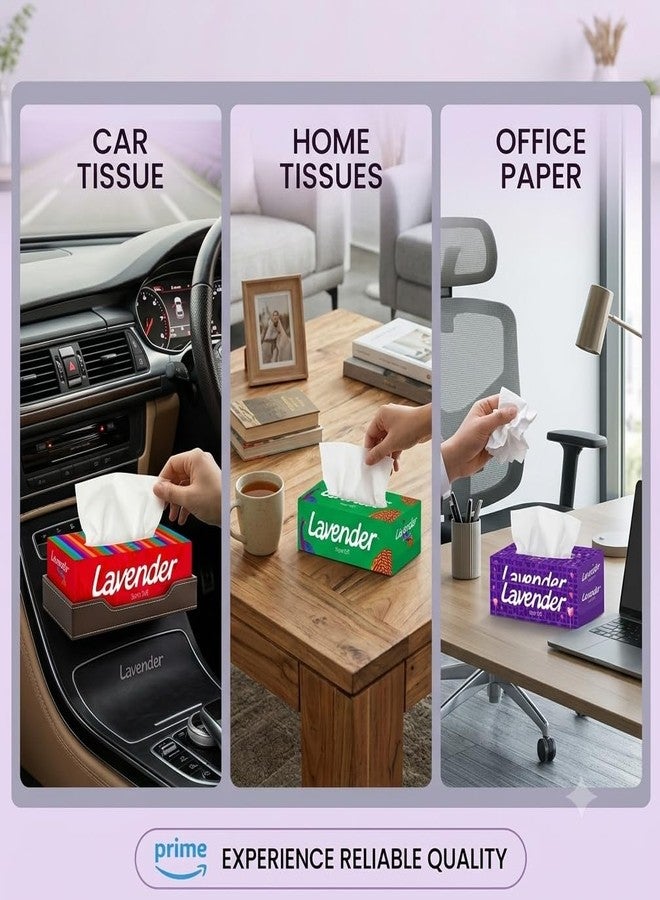 LAVENDER Facial Tissue Soft Pack 4 x 100 Pulls Each | 2‑Ply Virgin Fiber - Image 2