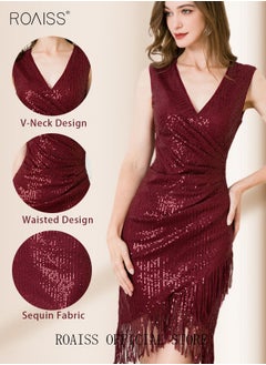 V neck-Wine Red