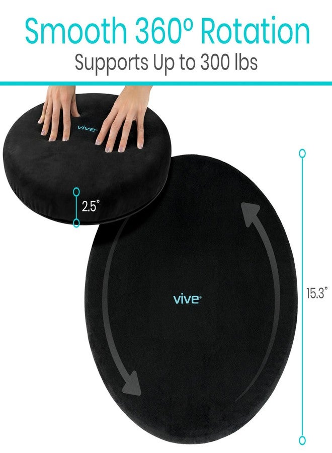 Vive Swivel Car Seat Cushion for Handicapped & Elderly Assistance - 360 Large Round Rotating Chair Pad with Memory Foam (Black) - Image 5