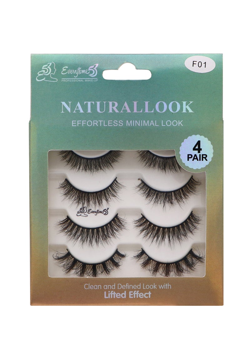 Everytime53 Women's 4 Pair Natural Look Eye Lashes - F01 - Image 1