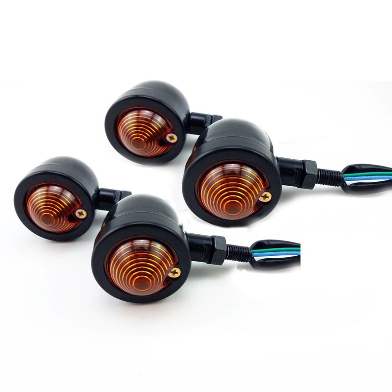 PACASK 4pcs Black Aluminum Motorcycle Turn Signals Light Bulb Black for Yamaha Bobber Custom Chopper Cafe Cruiser