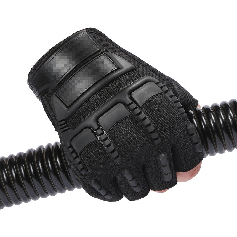 Military fan tactical half finger gloves outdoor sports men special forces mountaineering combat non-slip fitness riding non-slip wholesale Freedom-Black 