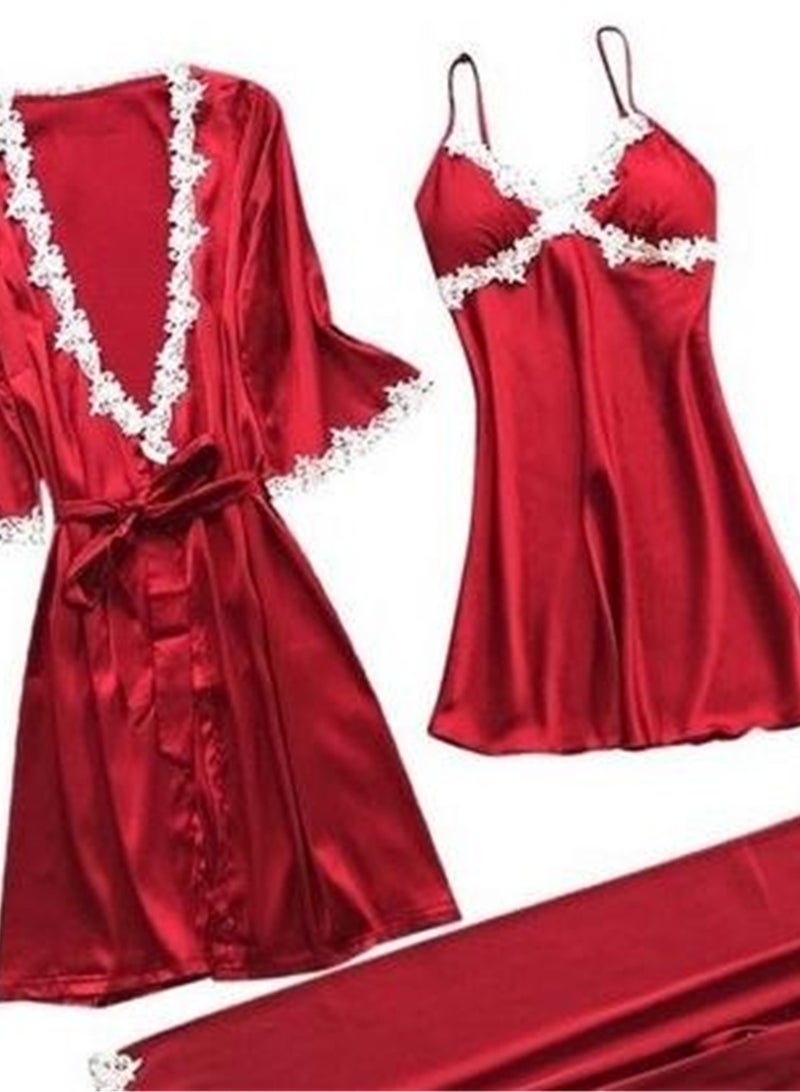 5 Pcs Pajamas Mid Sleeves Lounge Clothes Robe Pajamas Set  - Image 4