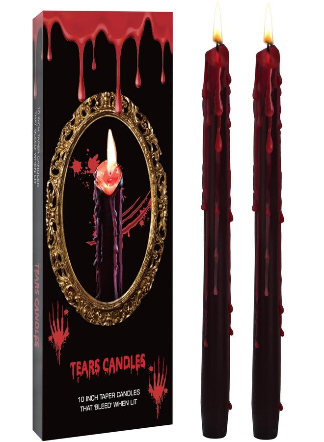 SOUNDVALUE 6 Pack Vampire Tears Taper Candles, 10 inch Tall Bleeding Candles, Soundvalue Unscented Black Tapered Candlesticks, Spooky Blood Drip Candles Set for Halloween Party Gothic Home Decorations - Image 1