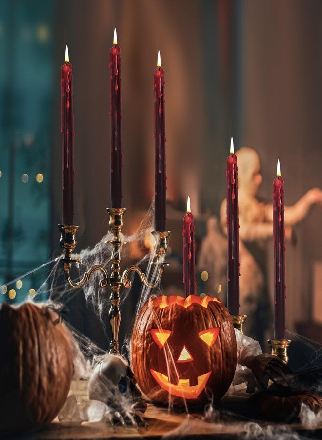 SOUNDVALUE 6 Pack Vampire Tears Taper Candles, 10 inch Tall Bleeding Candles, Soundvalue Unscented Black Tapered Candlesticks, Spooky Blood Drip Candles Set for Halloween Party Gothic Home Decorations - Image 2
