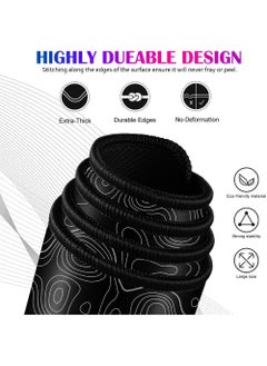 Rock Pow Topographic Contour Large Gaming Mouse Pad with Stitched Edges Extended Mousepad with Superior Cloth Surface Non-Slip Rubber Base Water Resist Keyboard Pad（800 * 300 * 3mm）  - Image 2